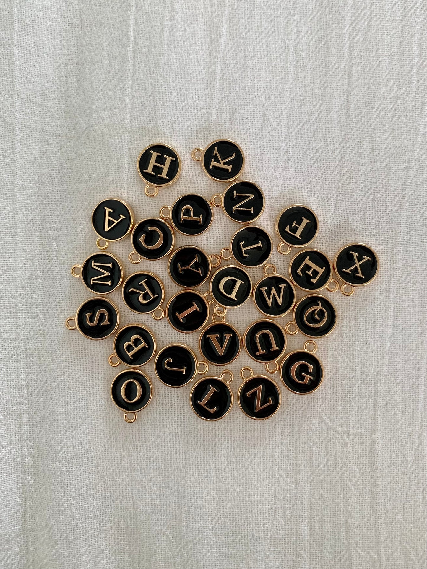 Circle Letter Charm - Black