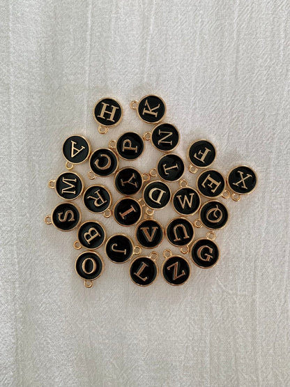 Circle Letter Charm - Black